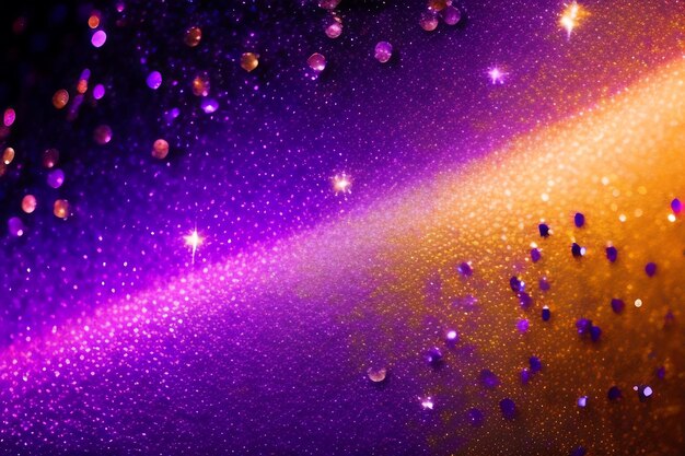 Closeup glitter and sequins purple and gold abstract celebration sparkles wallpaper background