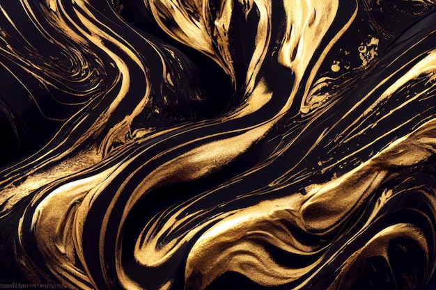 Closeup of gold and black acrylic paint ideal for textures and wallpapers