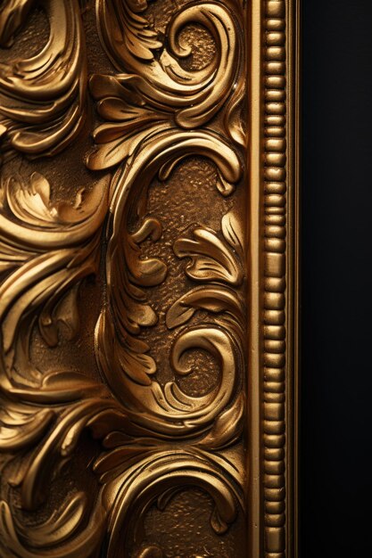 Foto un primo piano di una cornice d'oro appesa a una parete adatto per concetti di interior design