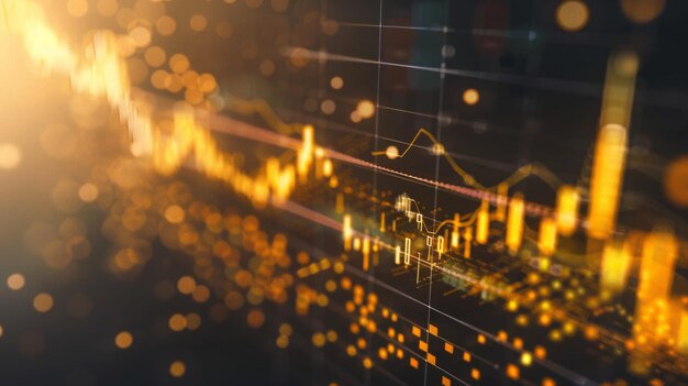 A closeup of a gold price chart showing fluctuations and trends in the precious metal market illustrating the dynamics of gold trading and investment