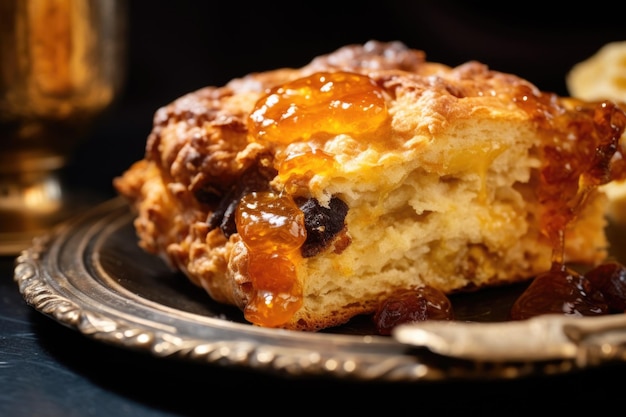 Closeup of golden crust on a warm scone