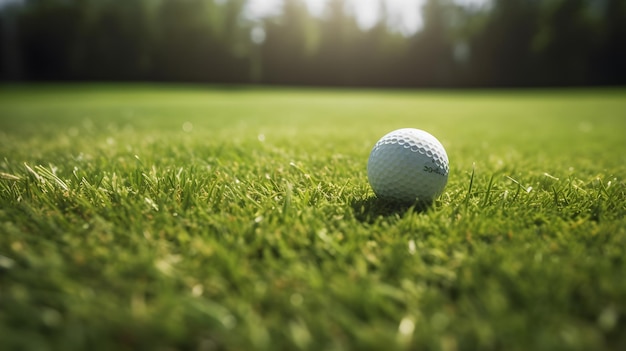 closeup golf ball on green grass