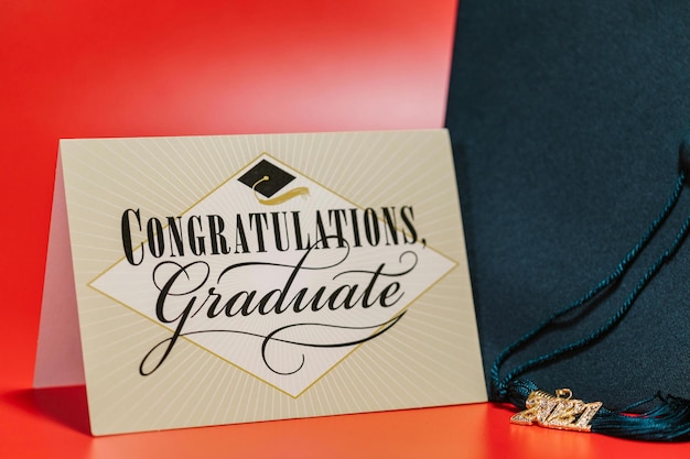 Closeup of a Graduation Greeting Card Stock Photo