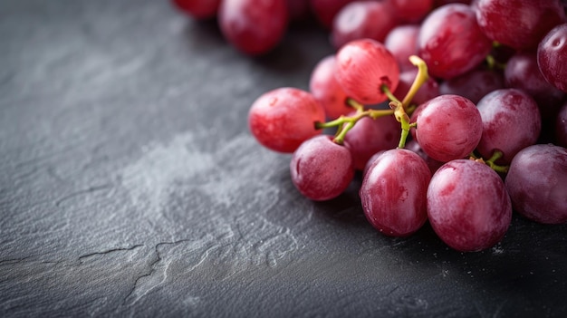 Closeup grapes on wooden table Fresh Fruit concept Copy space generative AI