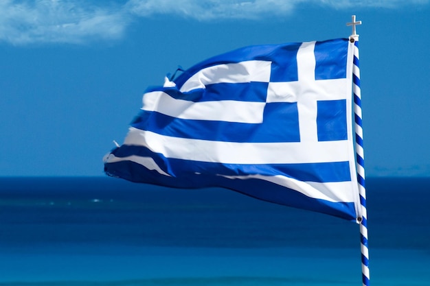 Photo closeup of greece flag view