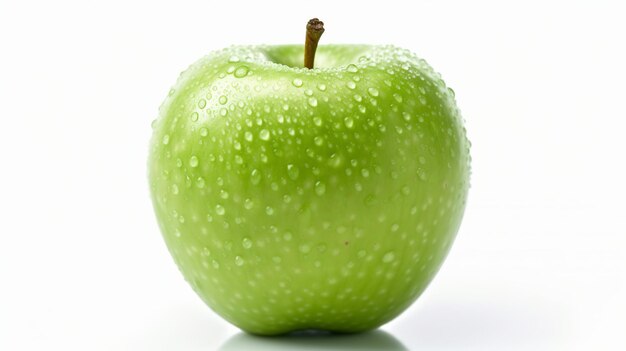 Closeup_green apple isolated on white background Generative ai