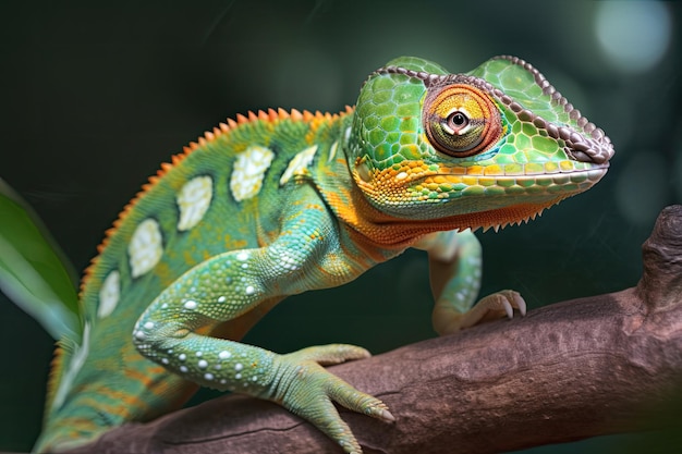 Closeup on Green Chameleon