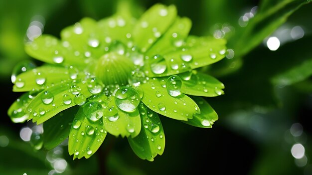 Closeup of a green dewlaplike flower with sticky droplets of liquid at the tips of the hairs Nature