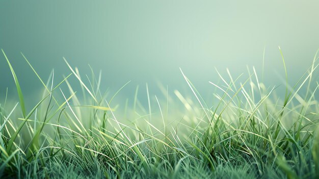 Photo closeup of green grass blades with a blurred background the grass is lush and green and the blades are long and thin