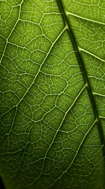 Closeup green leaf nerves generat ai