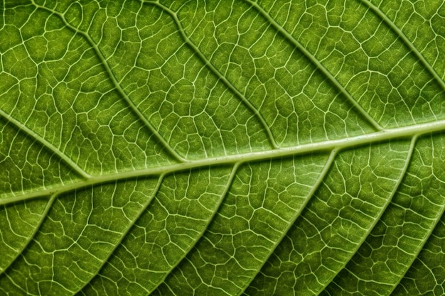 Closeup of green leaf nerves generat ai