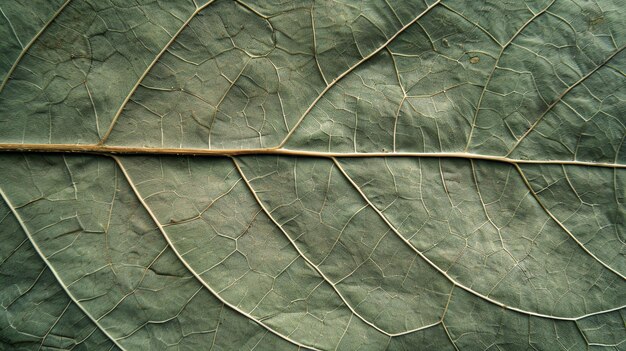 Photo closeup of a green leaf with intricate veins