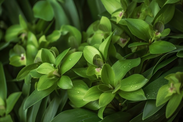 Closeup of green leaves background