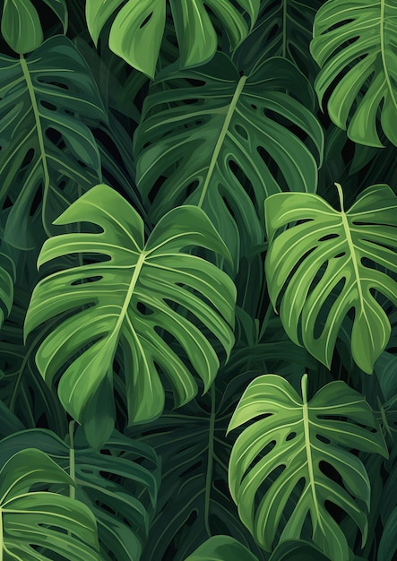 closeup green leaves plant background jungle young