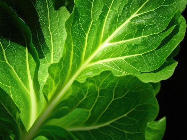 Photo a closeup of a green lettuce leaf