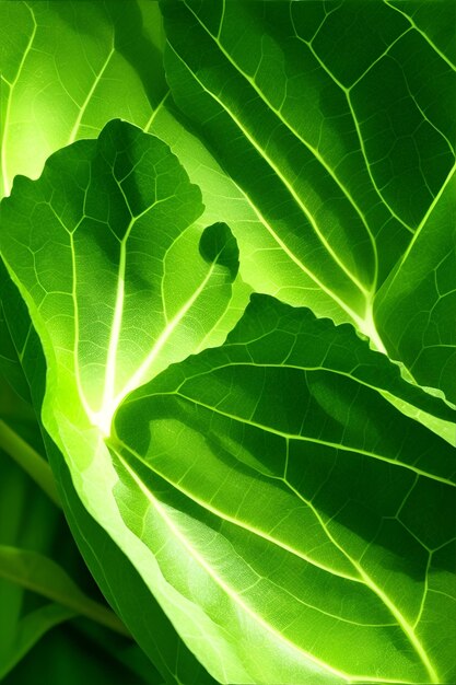 A closeup of a green lettuce leaf