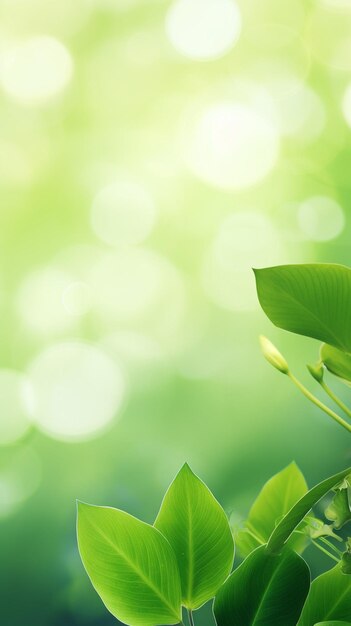 Photo closeup of green nature leaf on blurred greenery design