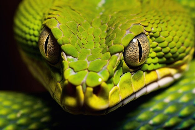 Closeup of a green python