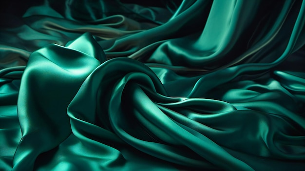 A closeup of a green silk fabric