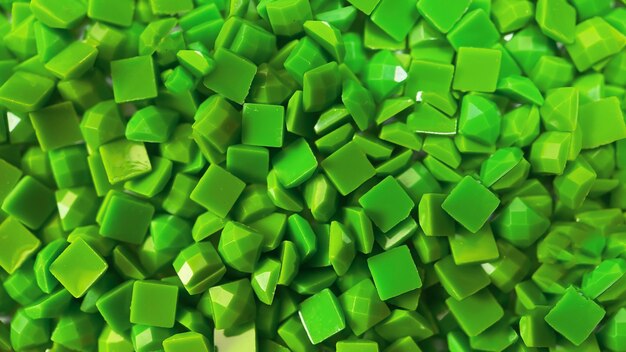 closeup green square diamonds for diamond embroidery hobbies and diy materials for creating diamond