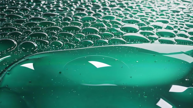 CloseUp of Green Surface With Water Droplets