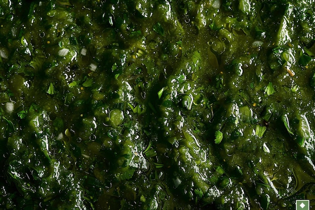 CloseUp Groene zeewier textuur met bubbels met AI gegenereerd