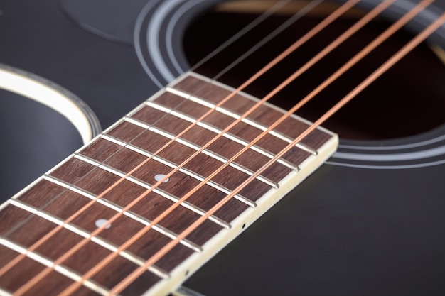 Closeup of the guitar stringsmusical background