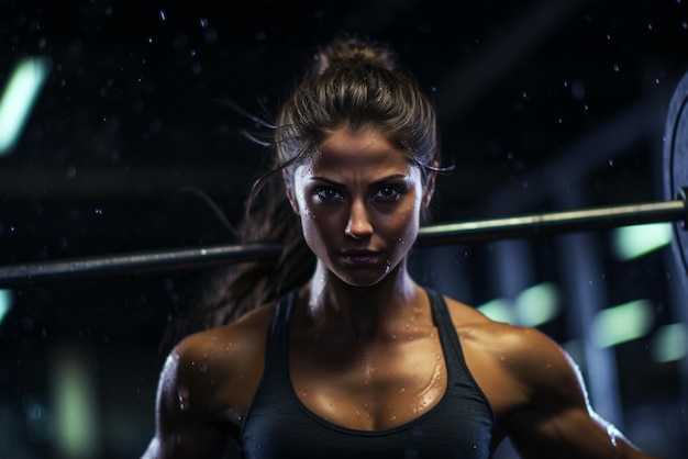 Closeup of a gym girl doing workout in gym