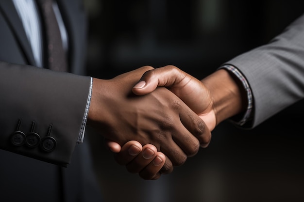 Closeup hand of businessmen shake hands and agree