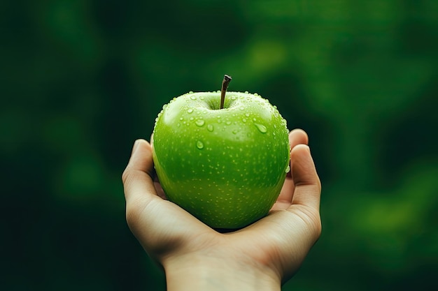 closeup hand hold apple