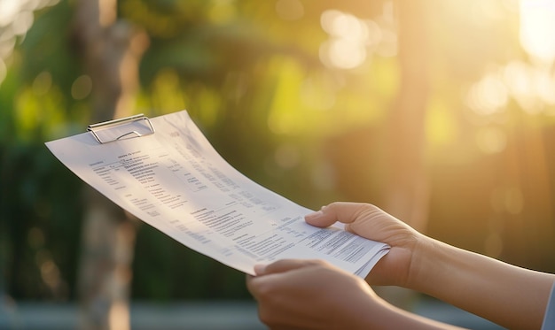 Photo closeup of hand holding financial documents with clarity