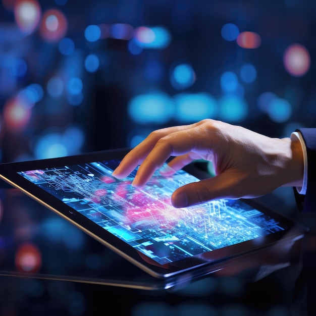 CloseUp of Hand Holding Tablet