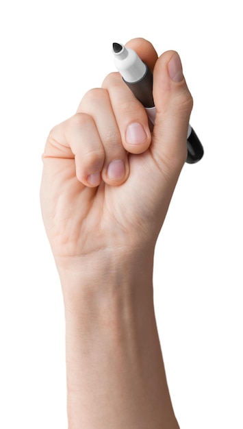 Photo closeup of a hand writing on the air