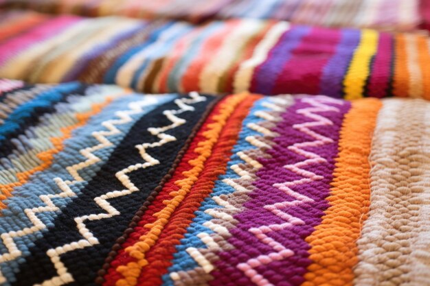 A closeup of handbraided indigenous rugs