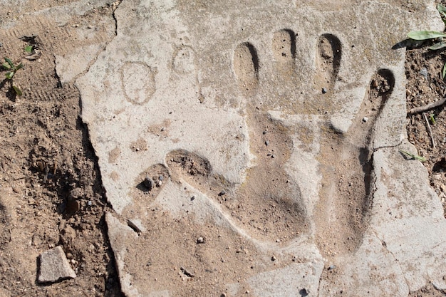 Closeup of a handprint Spain