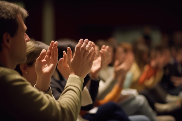 Closeup on Hands Applauding and Clapping in Event