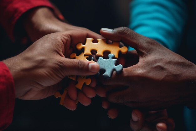 Closeup of hands from different racial Generative ai