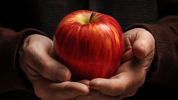 Closeup of Hands Holding an Apple AI Generated