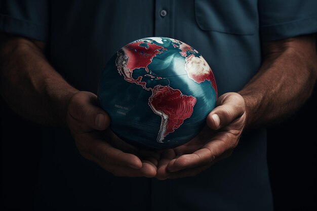 Photo closeup of hands holding a globe to symbolize glob 00103 01