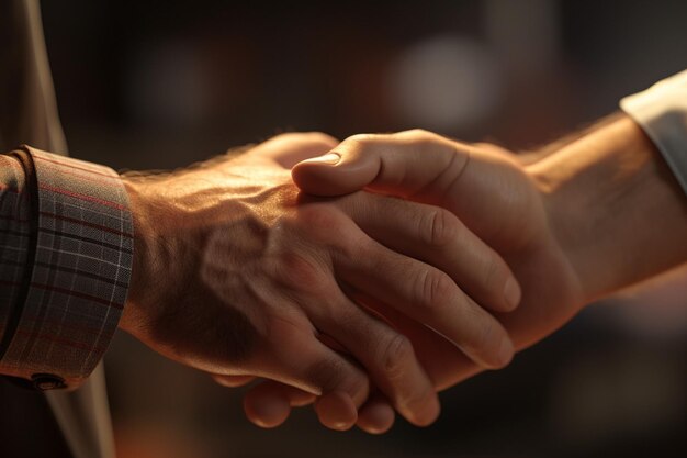 Closeup of hands of a mentor and mentee in a generative ai