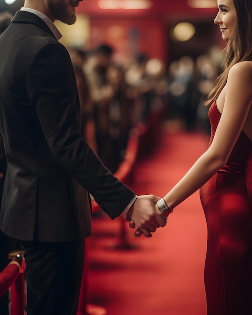 Closeup of hands of movie stars at red carpet event