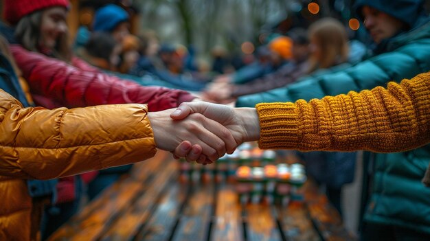 Foto un primo piano delle mani che passano i materiali