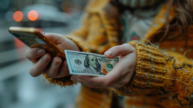 Photo a closeup of hands transferring money wallpaper