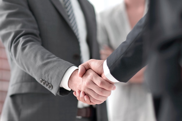 Closeup of handshake of business partners