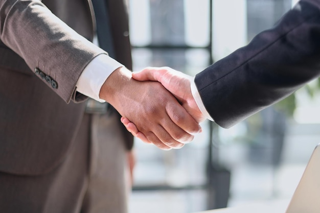 Closeup of handshake of business partners