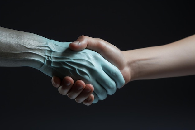 Closeup of a handshake between a candidate and Generative ai