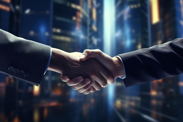 Closeup of a handshake between executives and Generative ai