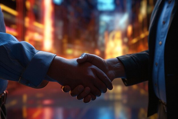 Closeup of a handshake between executives and Generative ai