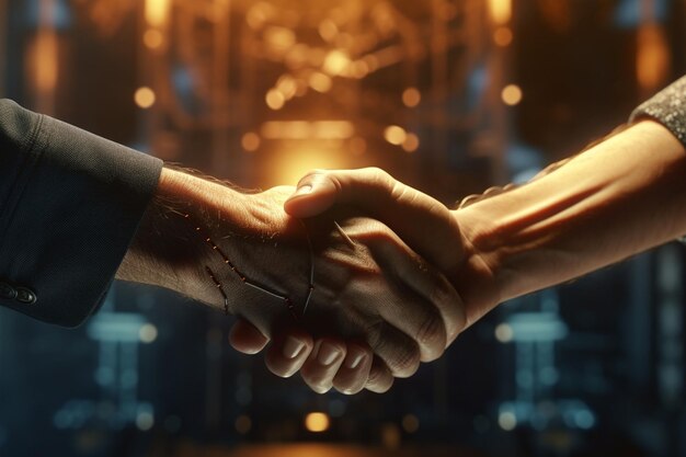 Closeup of a handshake between investors Generative ai