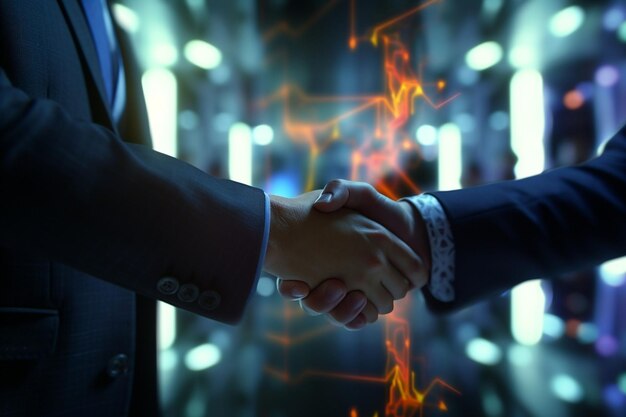 Closeup of a handshake between investors and Generative ai